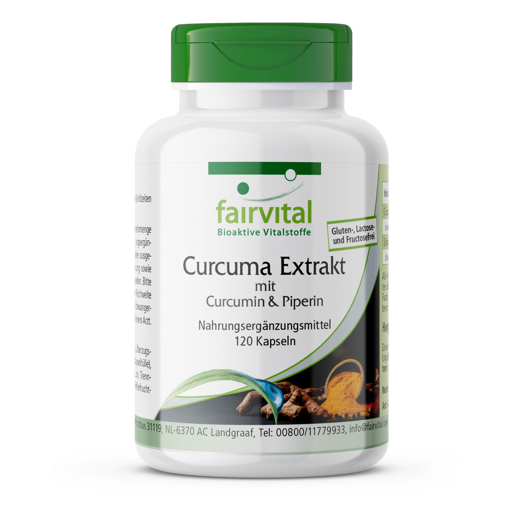 Fairvital Curcuma Extract met Curcumine & Piperine, 120 capsules voedingssupplement.