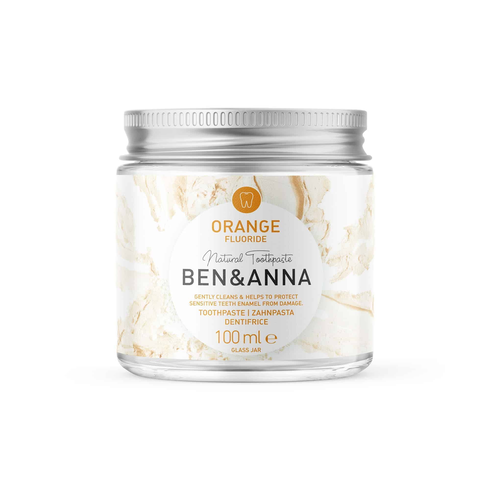 Ben & Anna Natural Toothpaste Glass Jar Orange Fluoride