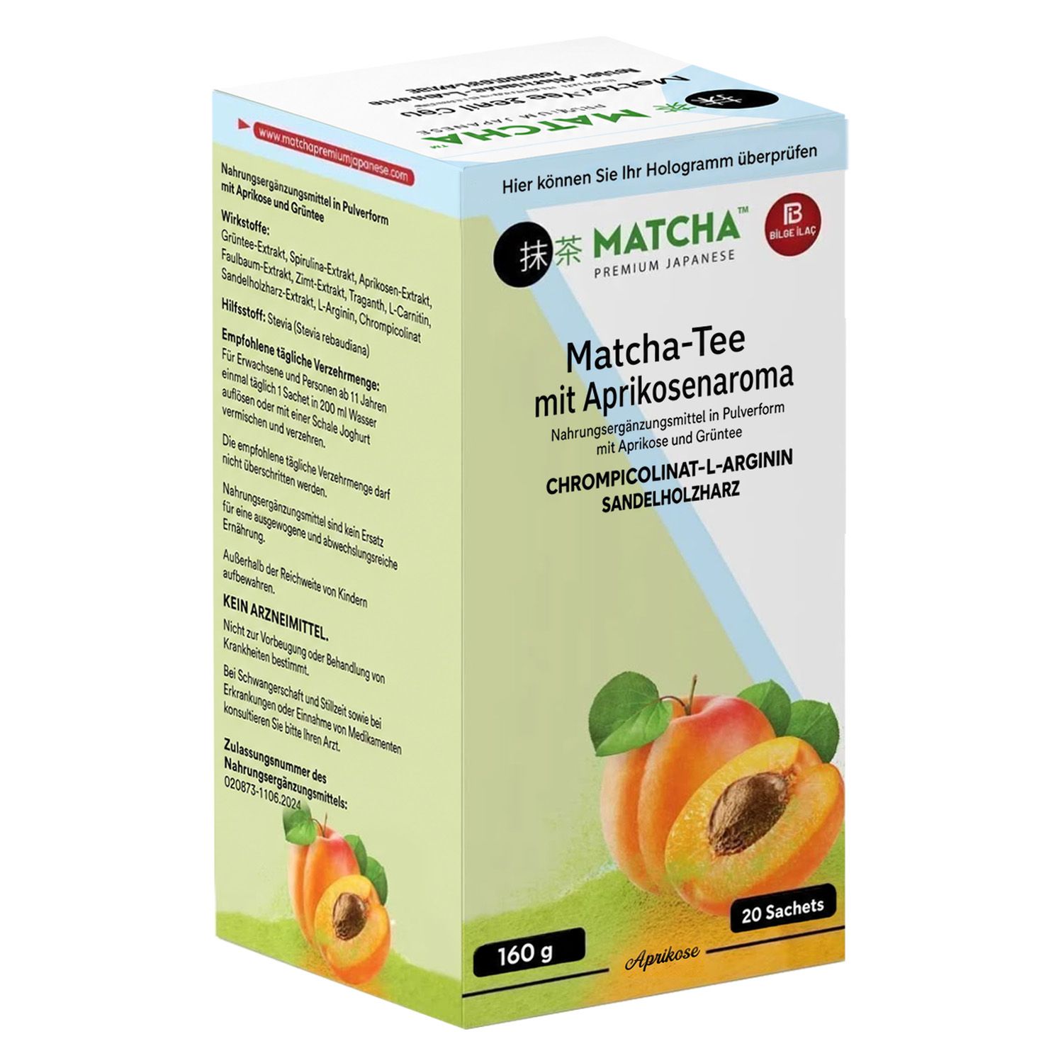 Bilge İlaç Thé Matcha à l'arôme d'abricot