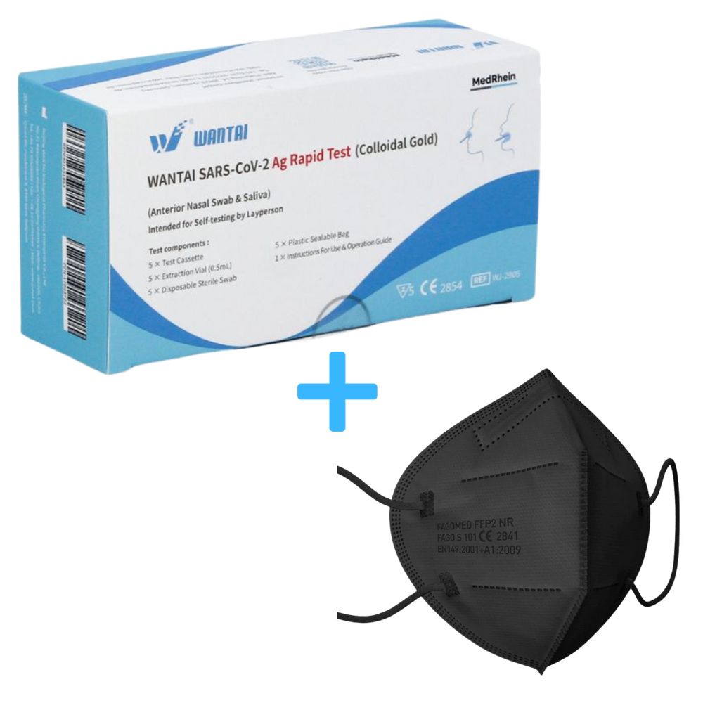 Kit de test rapide Wantai SARS-CoV-2 Ag avec masque FFP2.