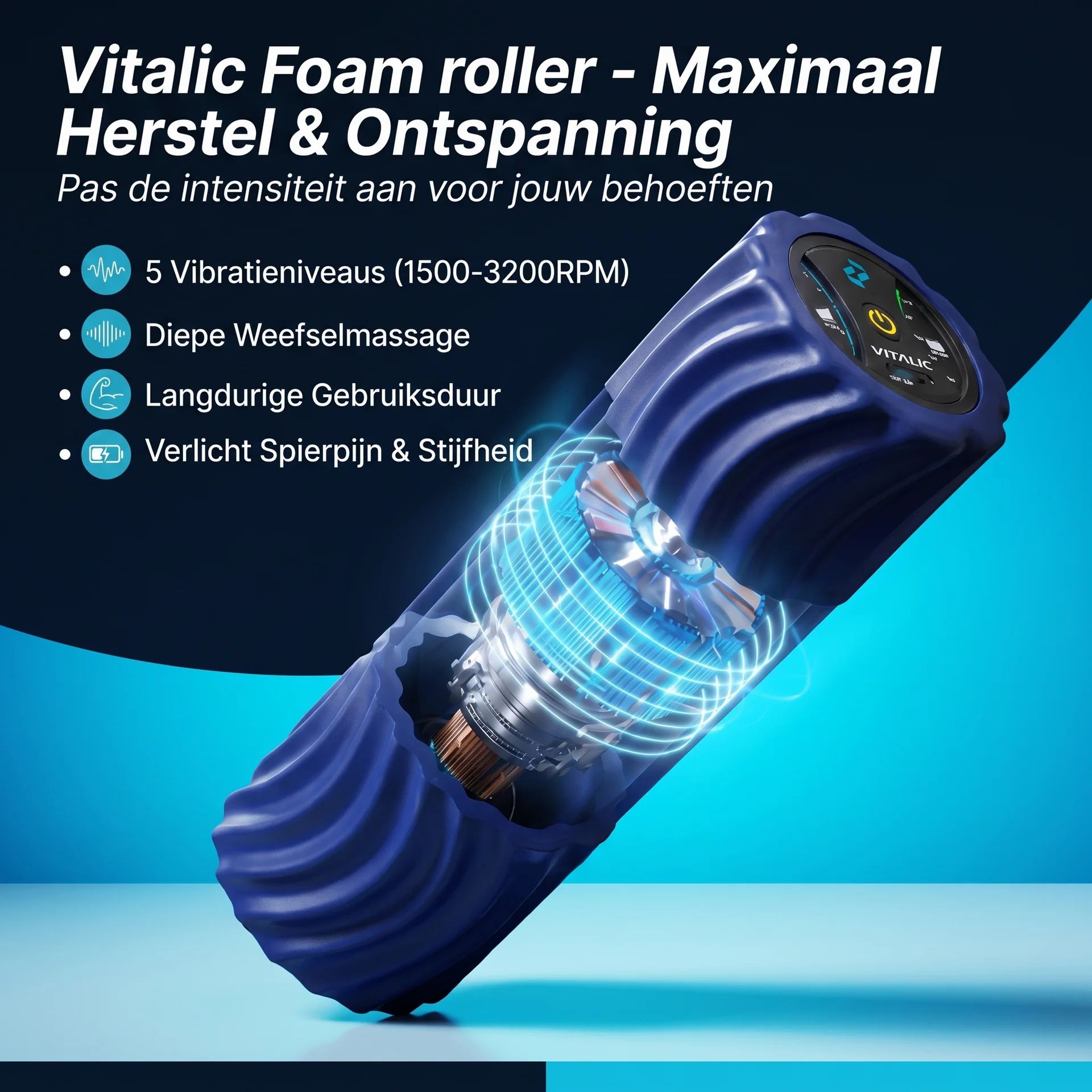 VITALIC Rouleau vibrant en mousse – Massage dos, nuque, corps – Trigger point | VITALIC