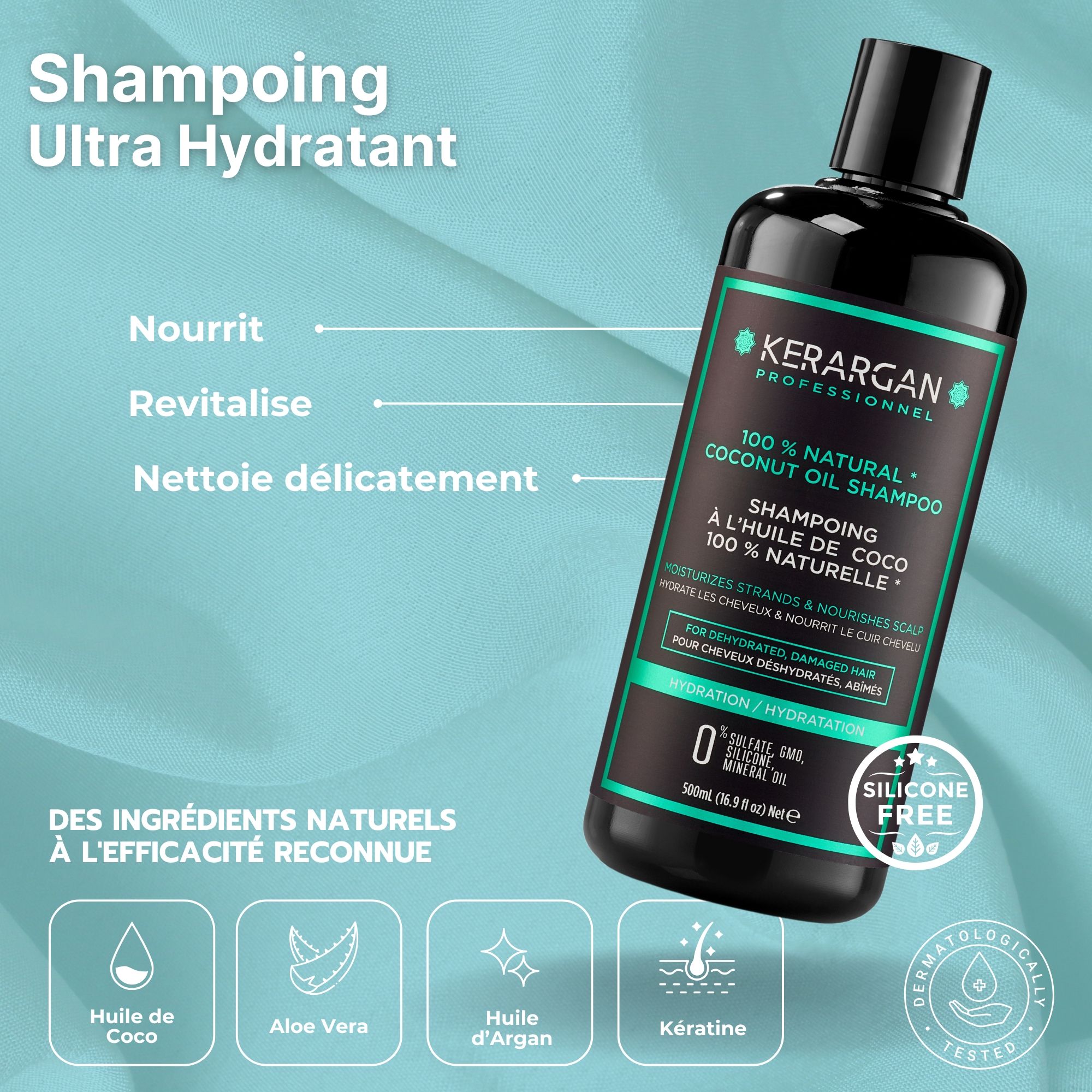 Kerargan - Duo Hydratant Shampoing & Après-Shampoing à l'Huile de Coco