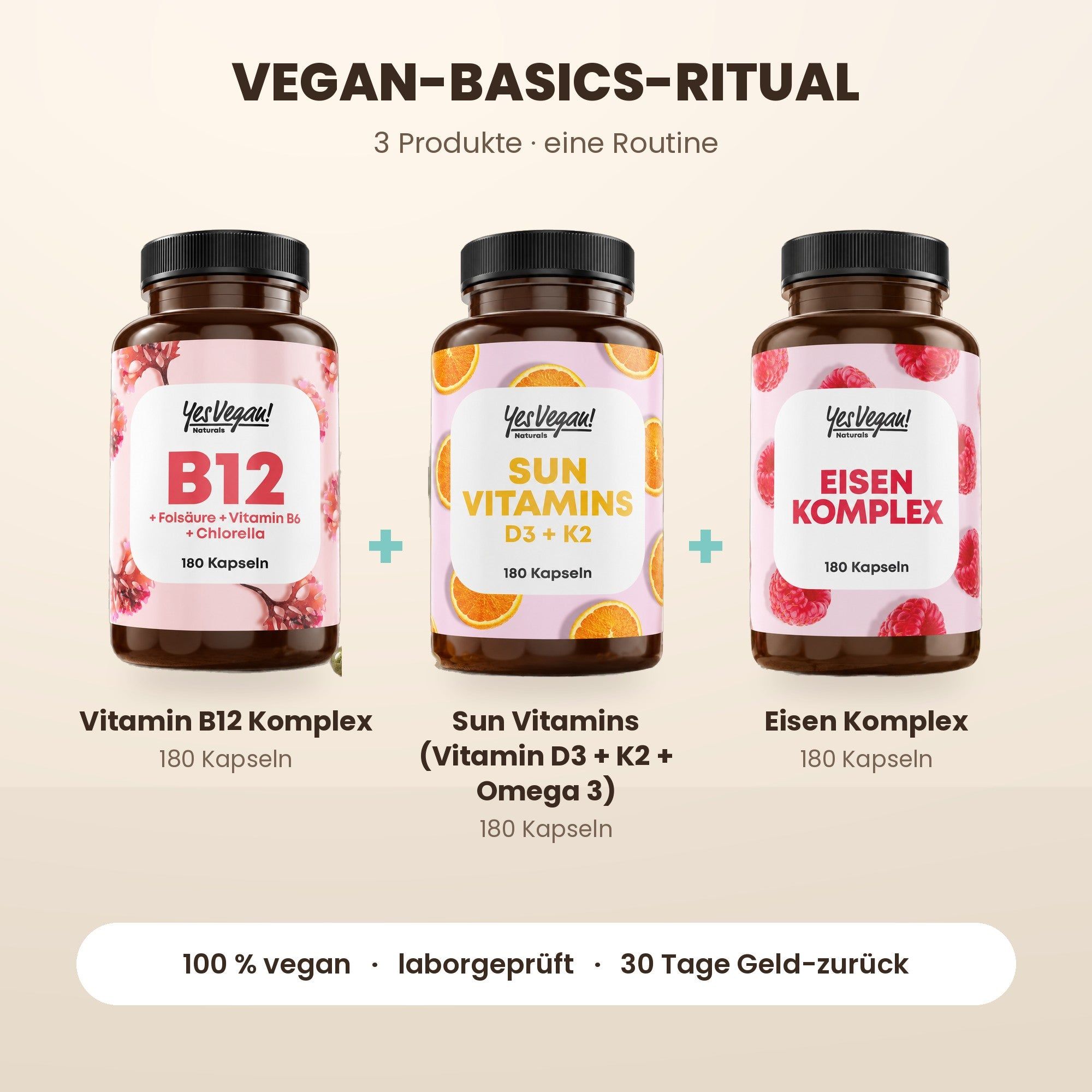 Trois produits : Sun Vitamins D3+K2 (180 gélules), Vitamine C (1000 mg, 365 gélules) et Éixir Gingembre Curcuma (300g).