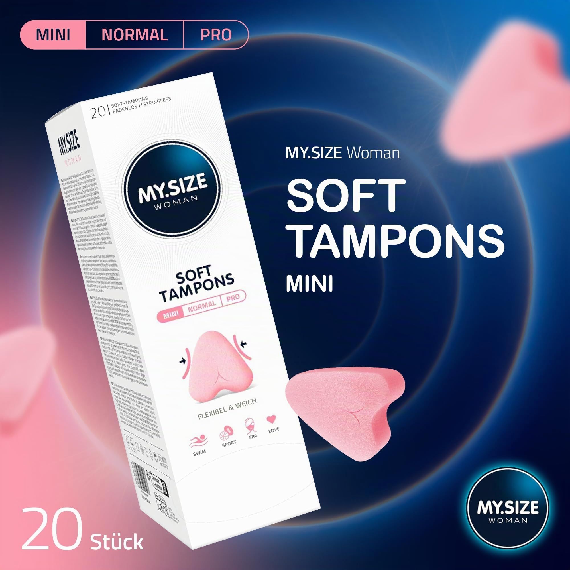Doos met 20 MY.SIZE Woman zachte tampons, maat Mini.