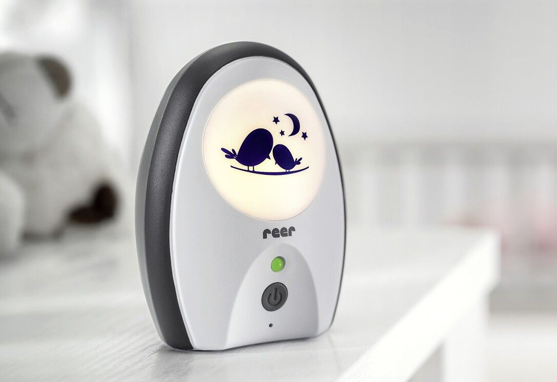 Babyphone avec veilleuse et motif oiseau.