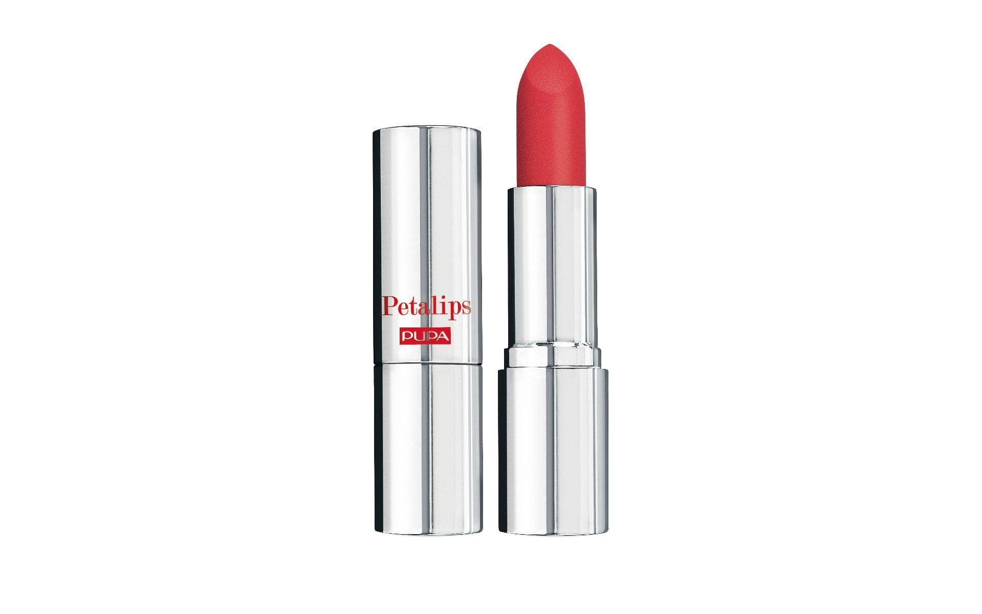 Pupa Petalips lipstick, tint 015 Dahlia Petal, in zilveren huls.