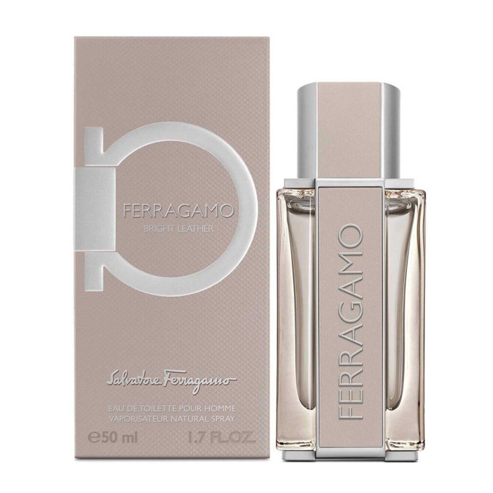 Spray Eau de Toilette pour homme. Flacon et emballage beiges. Logo et texte.