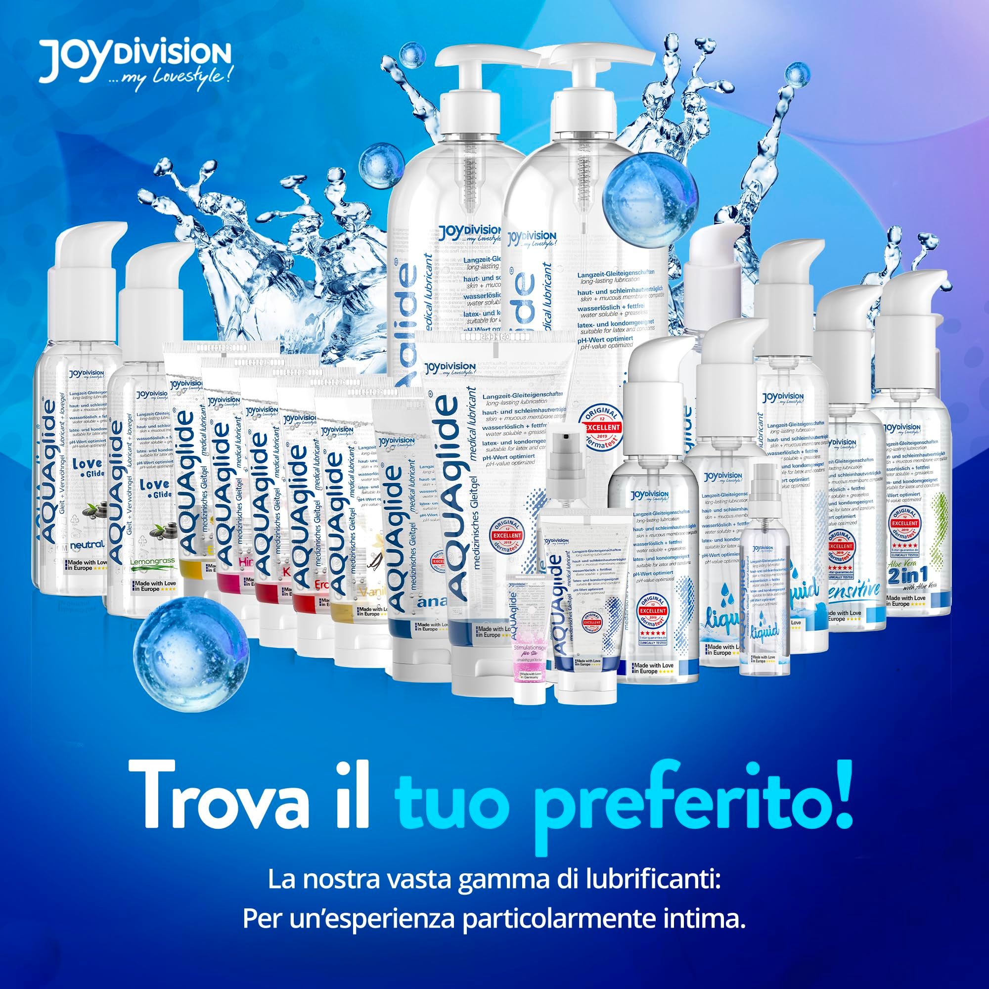 Gel lubrifiant Joydivision AQUAGLIDE à l'aloe vera, flacon pompe 125ml.