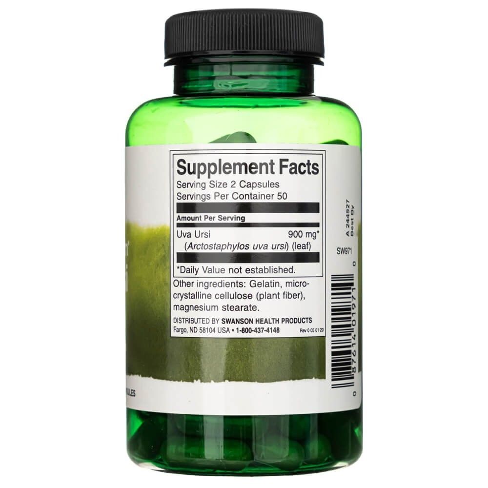 Achterkant van de groene capsuleverpakking met 'Supplement Facts' en ingrediëntenlijst.