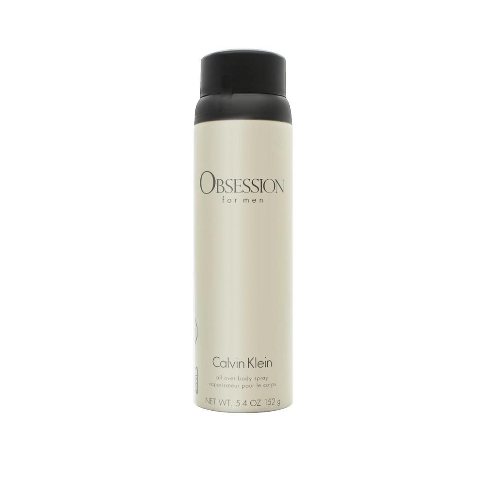 Deospray van Calvin Klein. Zwarte dop. Opschrift "Obsession for men". Netto gewicht 152g.