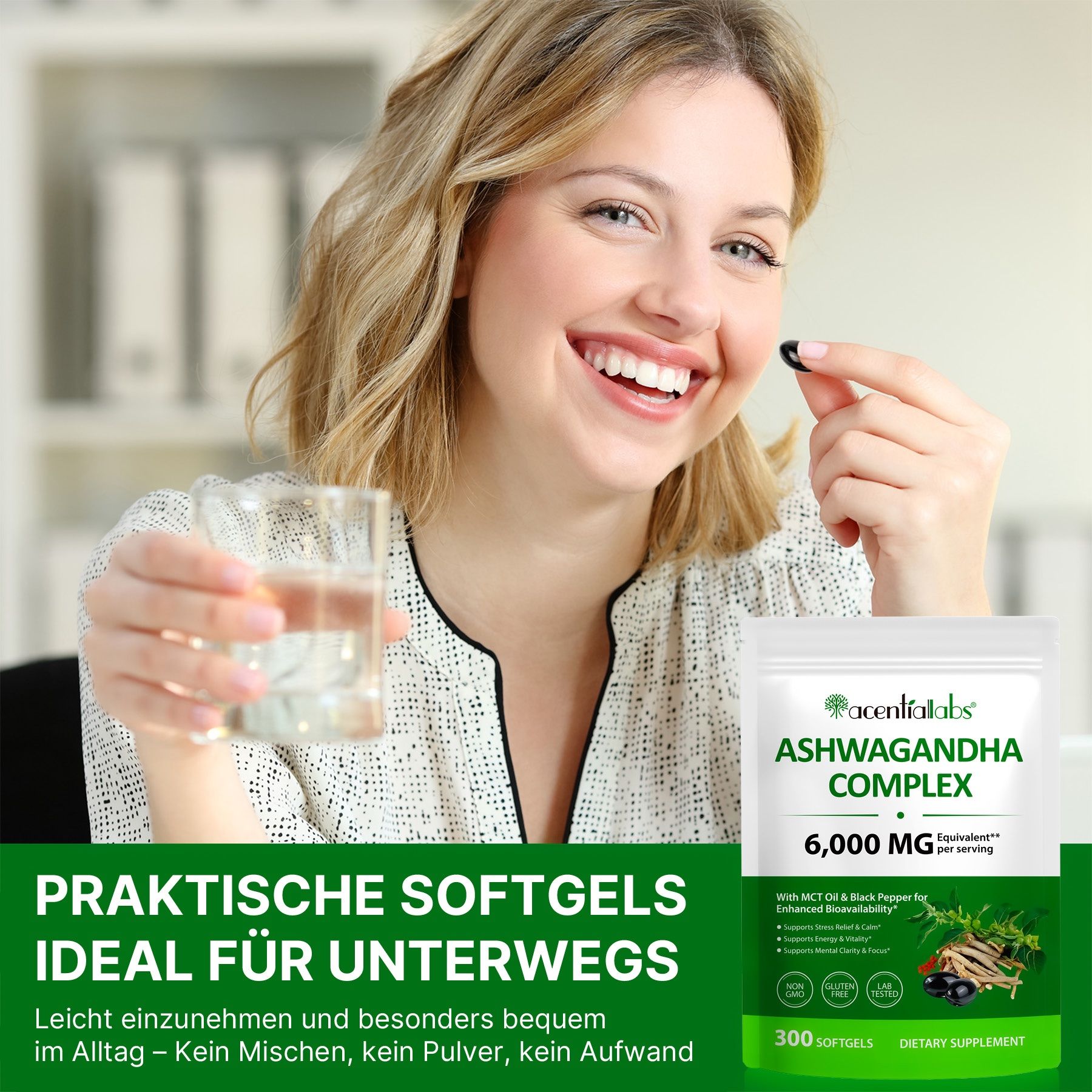 ALIVER Complexe d'extrait d'Ashwagandha Capsules molles à haute dose