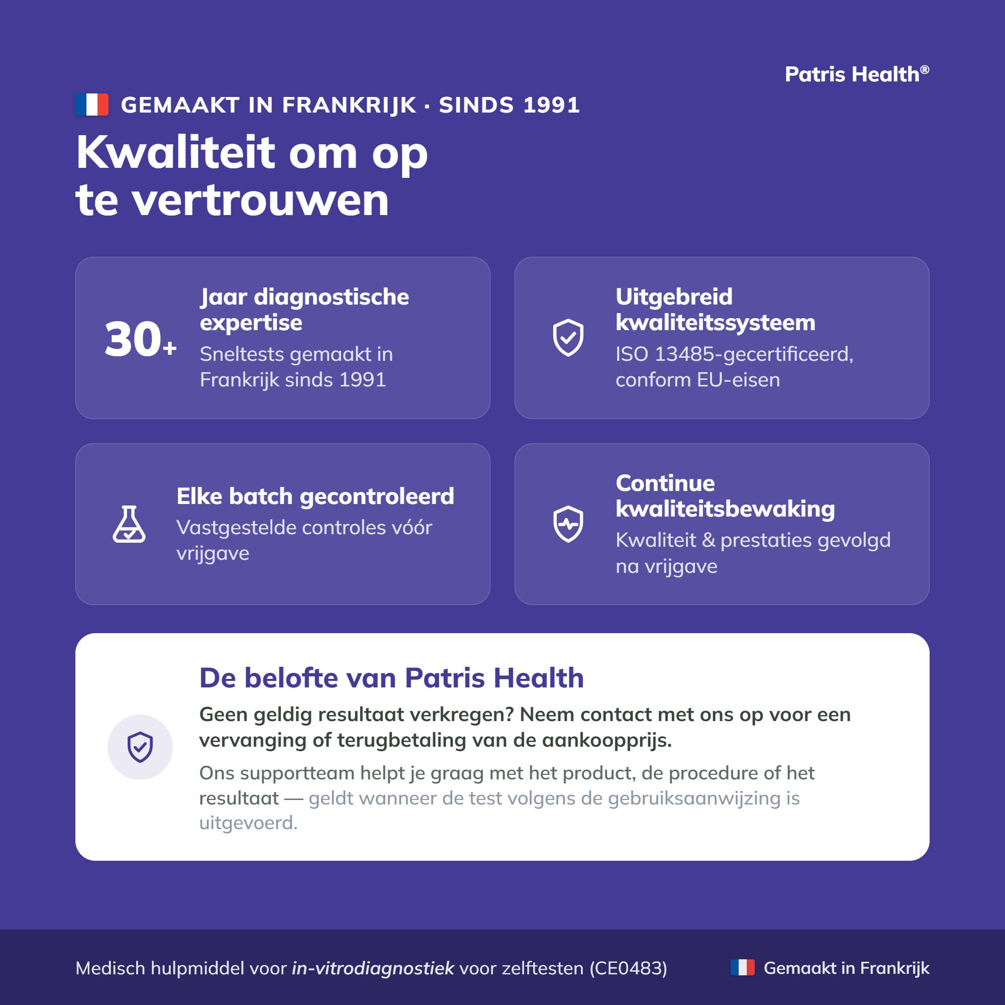 Kwaliteit en vertrouwen van de schildklier TSH zelftest: ervaring, ISO-certificering, batchcontrole.