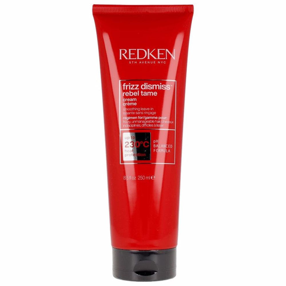 Tube rouge avec nom du produit et texte. Contient '230°C protection chaleur'. Fermeture noire.
