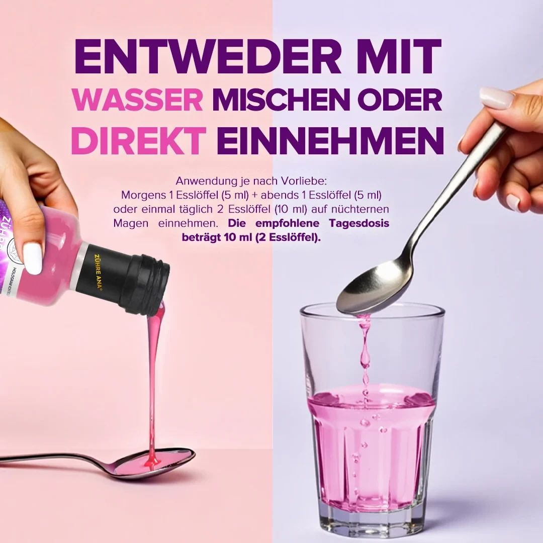 Collageensiroop wordt gemengd met water of direct ingenomen.