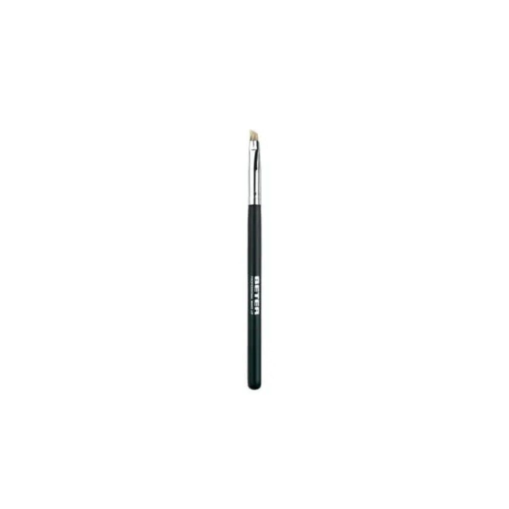 Un pinceau à sourcils biseauté unique avec manche noir et partie métallique argentée.
