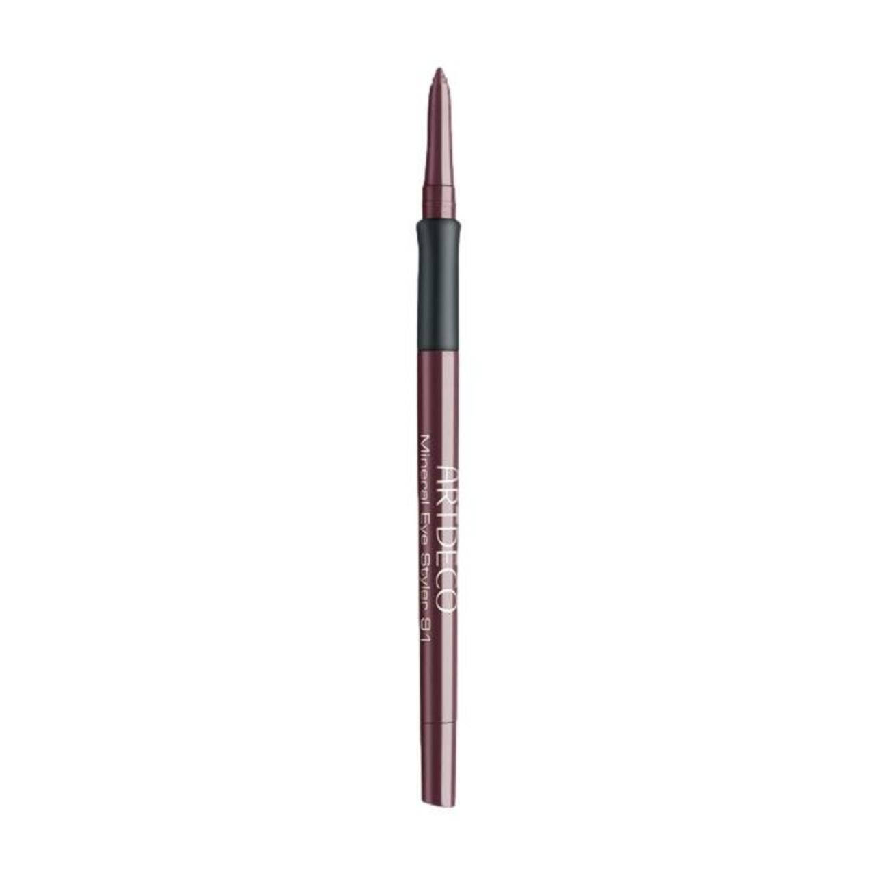 Artdeco Mineral Eye Styler. Donkerrode potlood met zwart middengedeelte. Productnaam en merk staan op het potlood gedrukt.