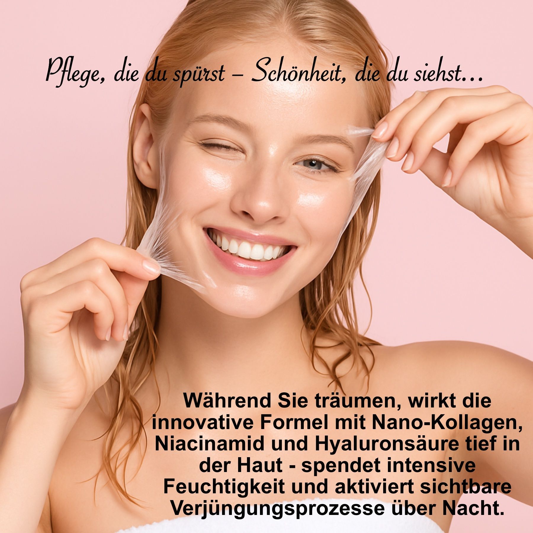 Een tube Medicube Collagen Night Wrapping Mask met iconen voor huidverzorgingsvoordelen.