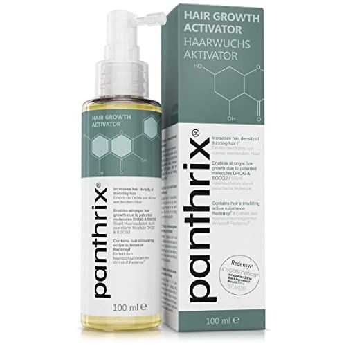Flacon et emballage Hair Growth Activator. Contient 100 ml. Inscription : Panthrix, Hair Growth Activator.