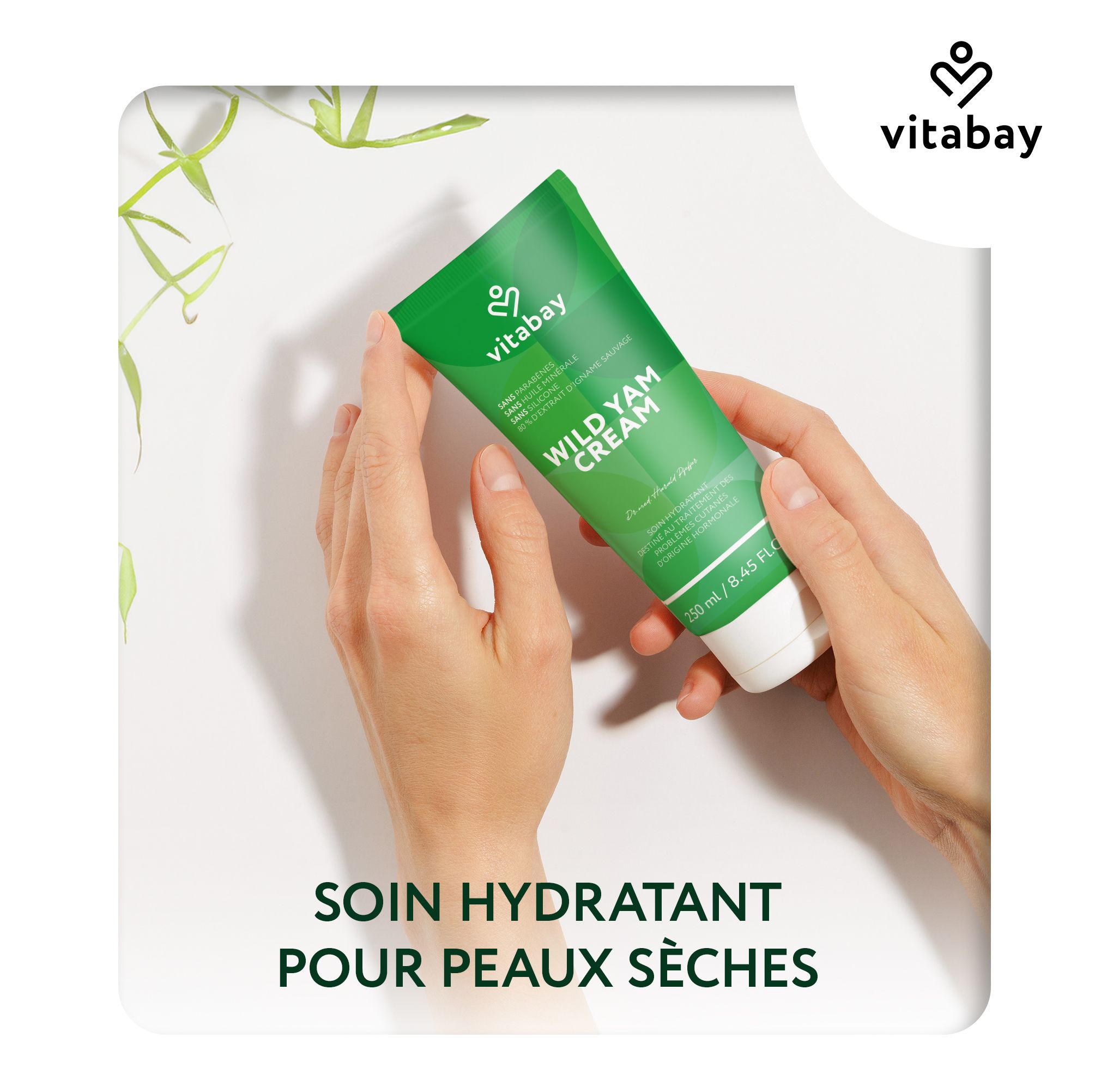 Tube Vitabay Wild Yam Cream. Sans additifs, testé en Allemagne, sans OGM. 250ml.