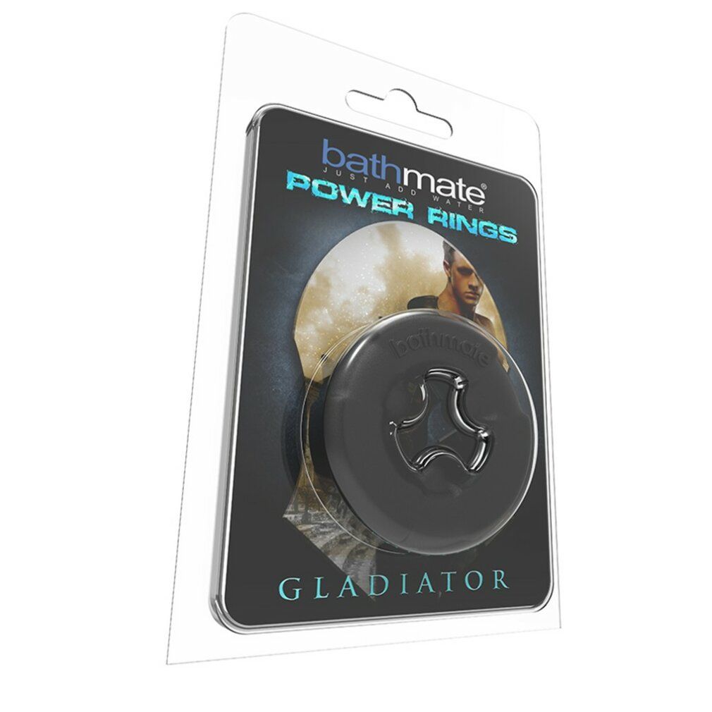 Emballage avec anneau noir, nom "POWER RINGS" et "GLADIATOR".