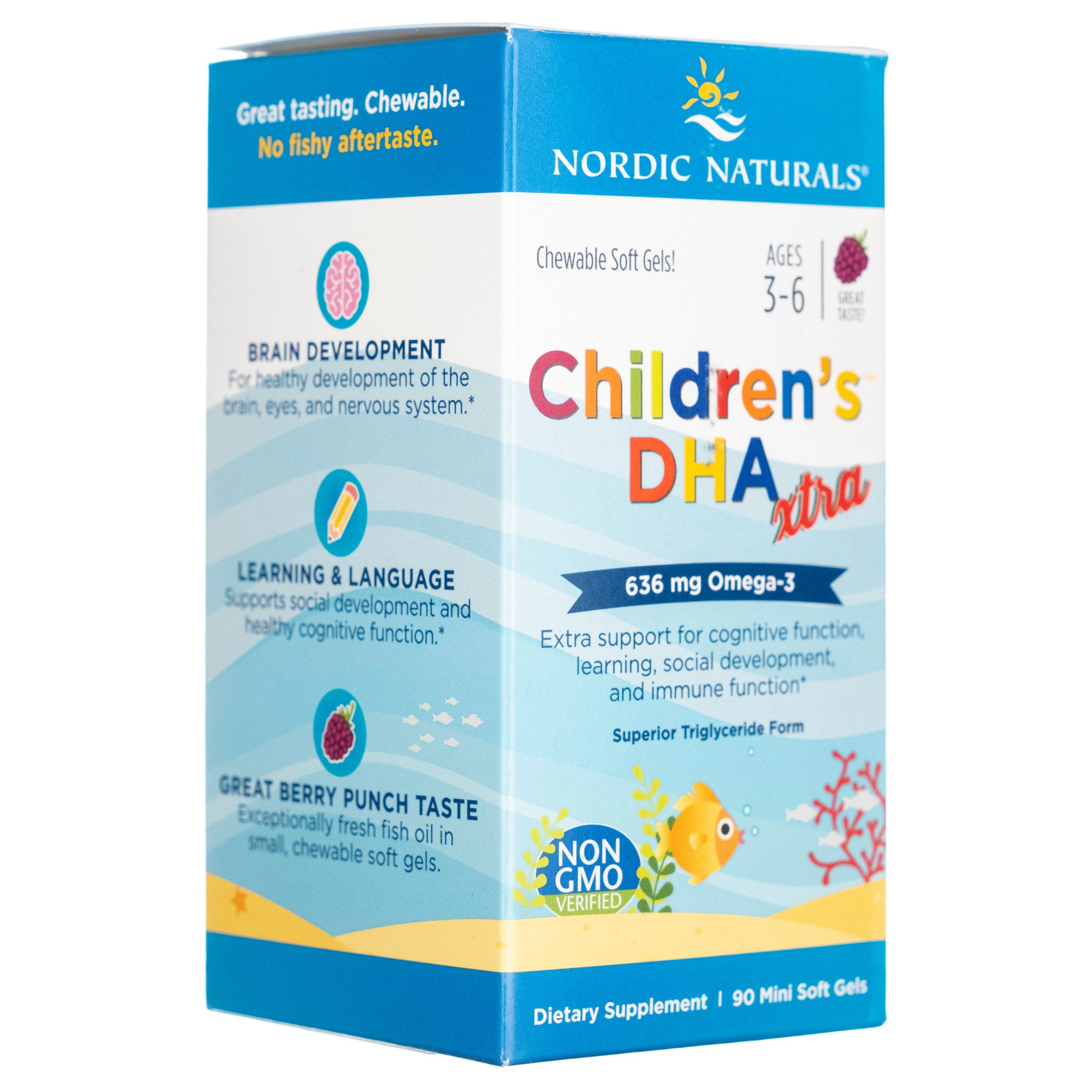 Nordic Naturals Children's DHA Extra, 90 gélules molles. Pour le développement cérébral et la fonction cognitive.