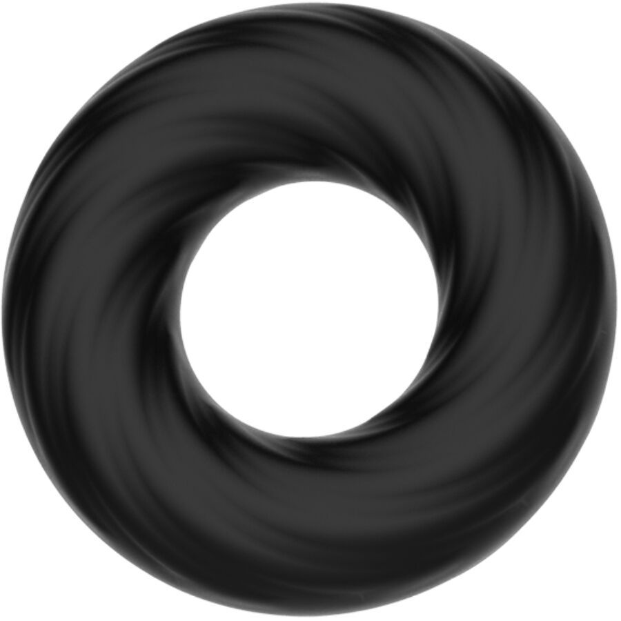 Zwarte siliconen ring met spiraaltextuur, geïsoleerd.