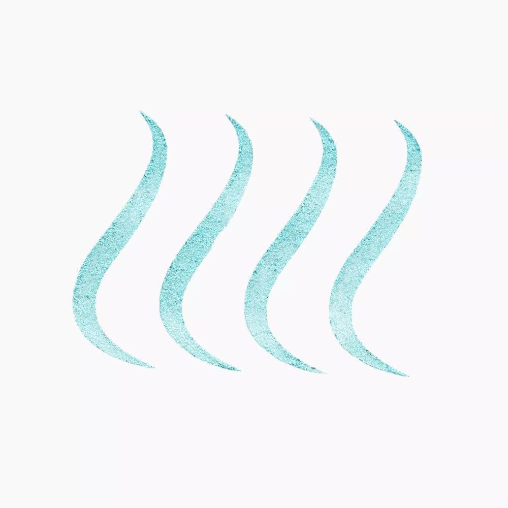 Quatre lignes bleues ondulées sur fond blanc.