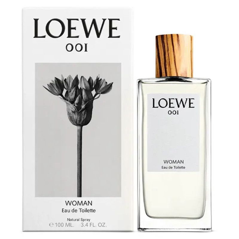 Bouteille et emballage LOEWE 001 WOMAN Eau de Toilette avec motif floral.