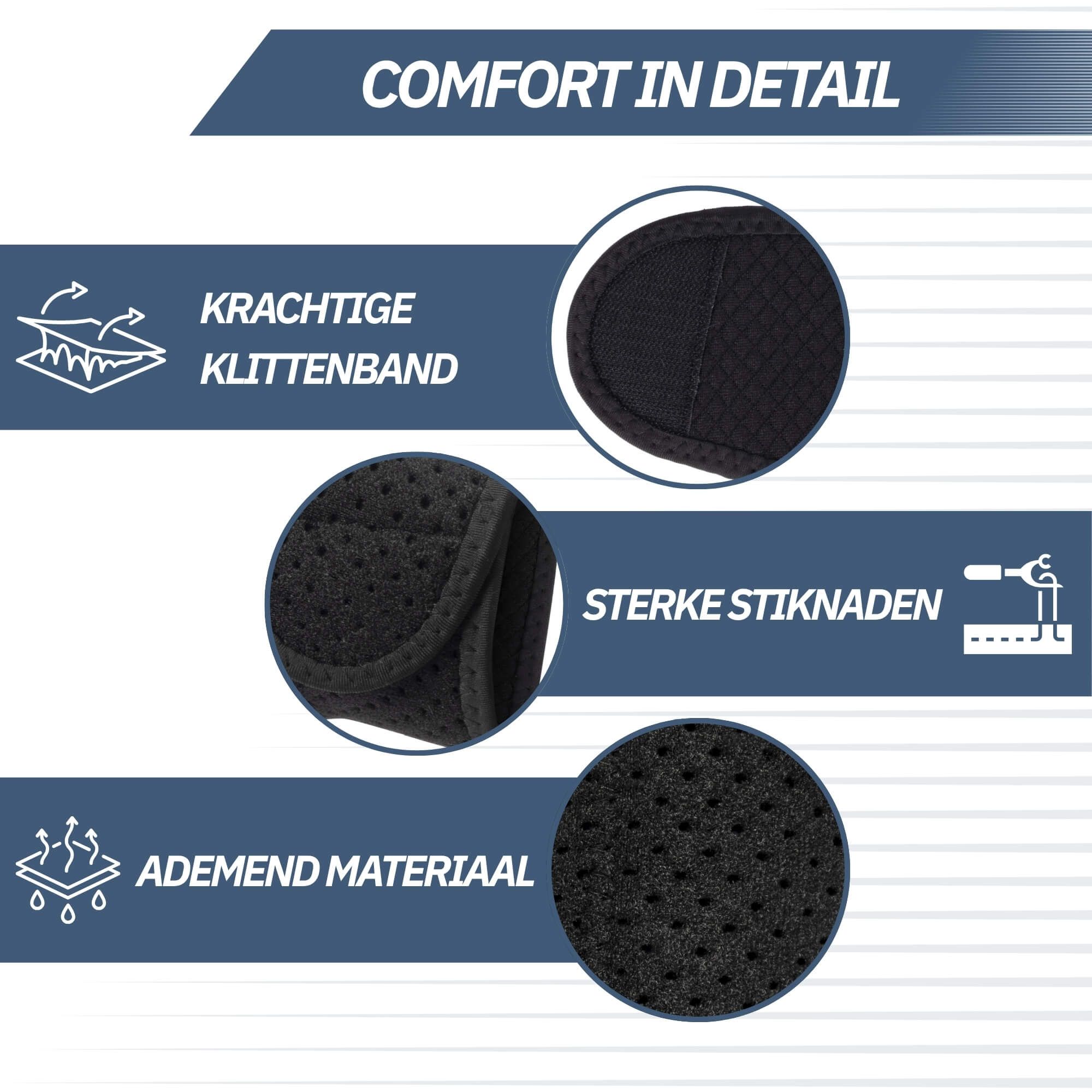 Attelle de poignet noire avec fermeture velcro et matière respirante.