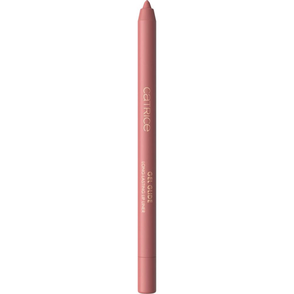 Crayon contour des lèvres Catrice Gel Glide. Crayon rose avec texte noir. Nom du produit et marque visibles.
