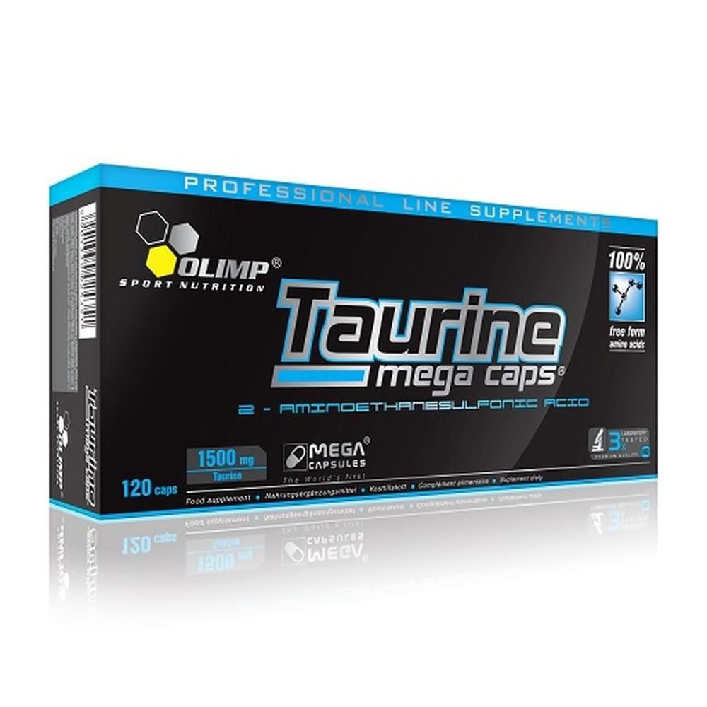 Emballage Olimp Sport Nutrition Taurine Mega Caps Kapsel, 120 gélules.