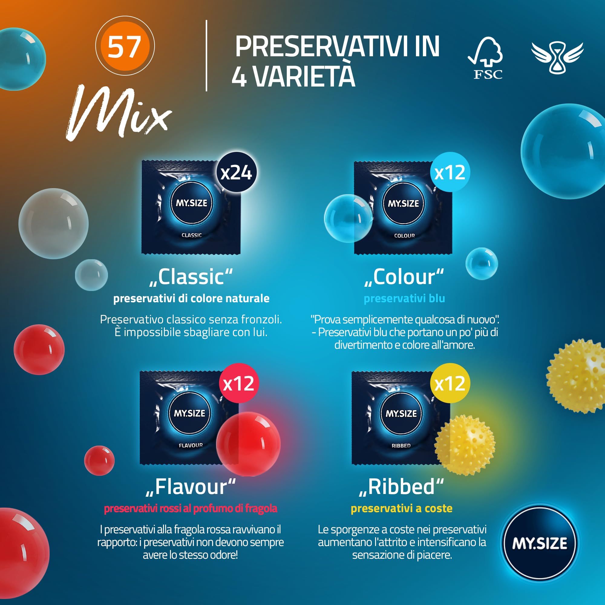 MY.SIZE Mix Préservatif Set Taille 4 57mm