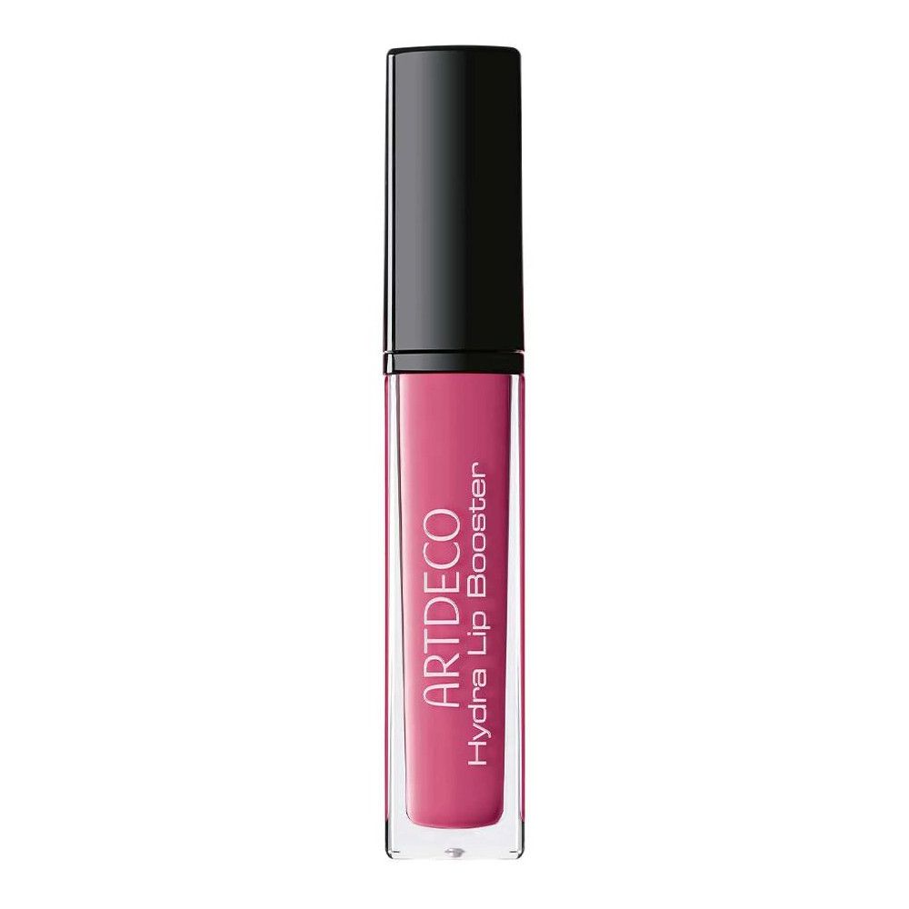 Artdeco Hydra Lip Booster en rose. Bouchon noir. Tube transparent avec liquide rose. Nom du produit visible.