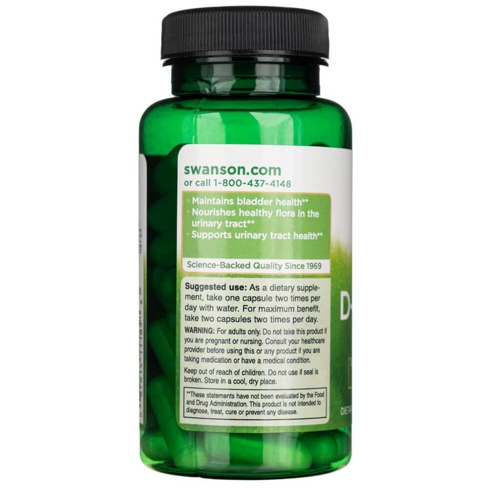 Arrière de la bouteille Swanson D-Mannose 700 mg avec informations sur la santé de la vessie et des voies urinaires.
