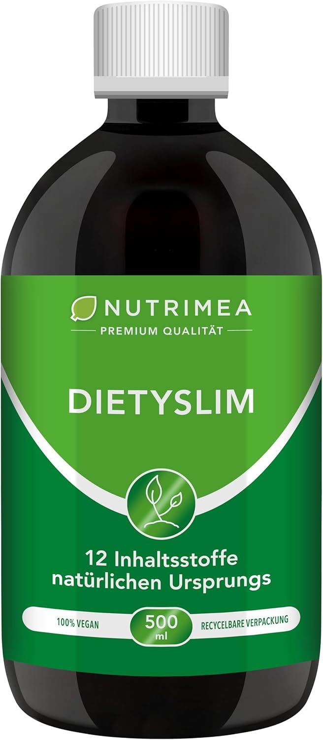 Une bouteille avec une étiquette verte. Texte: 12 ingrédients d'origine naturelle. 100% Vegan. 500 ml.