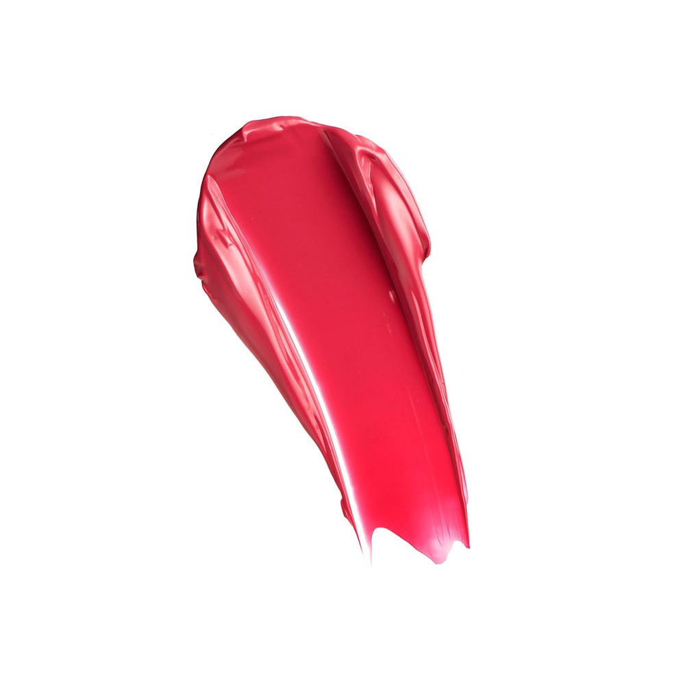 Échantillon de rouge à lèvres rouge. Texture brillante. Sur fond blanc.