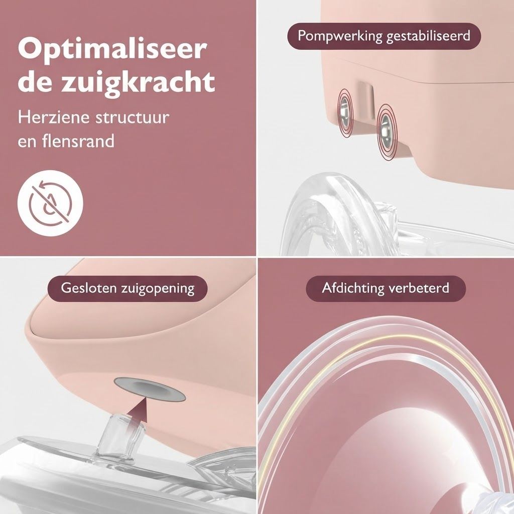 Details borstkolf: geoptimaliseerde zuigkracht, herziene structuur, verbeterde flensrand.