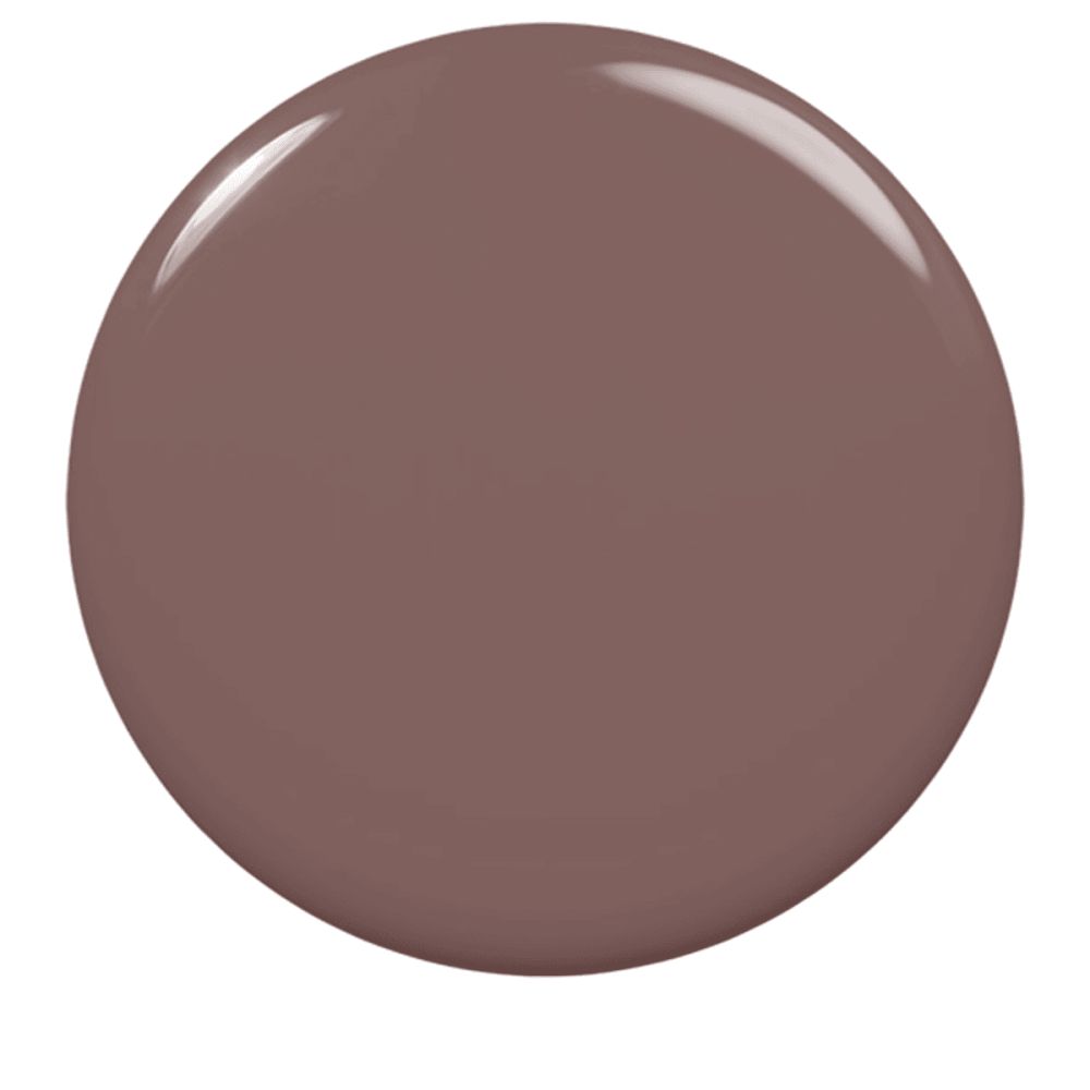 Ronde, glanzende vlek nagellak in bruin-grijs.