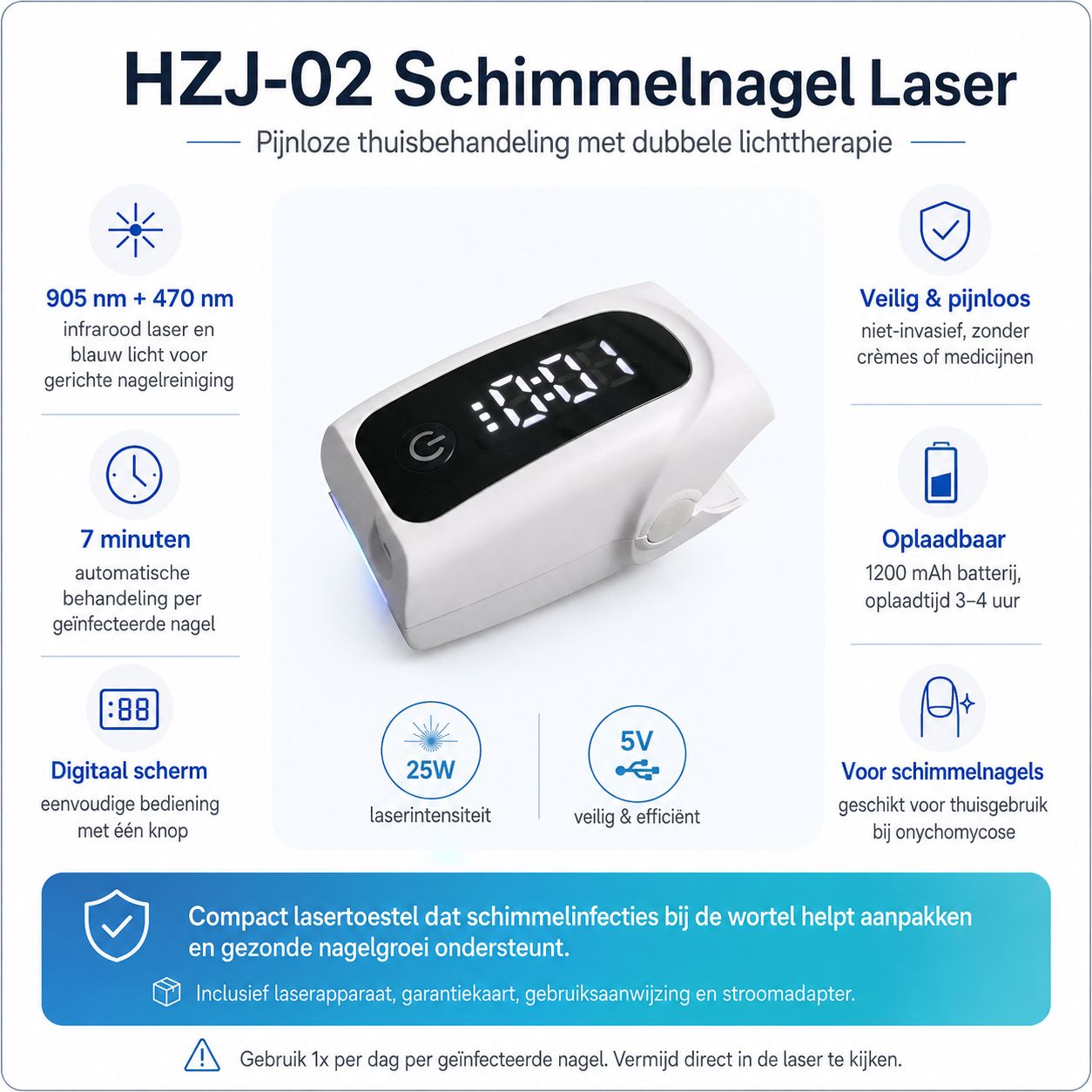 Productinformatie voor de HZJ-02 Schimmelnagel Laser.
