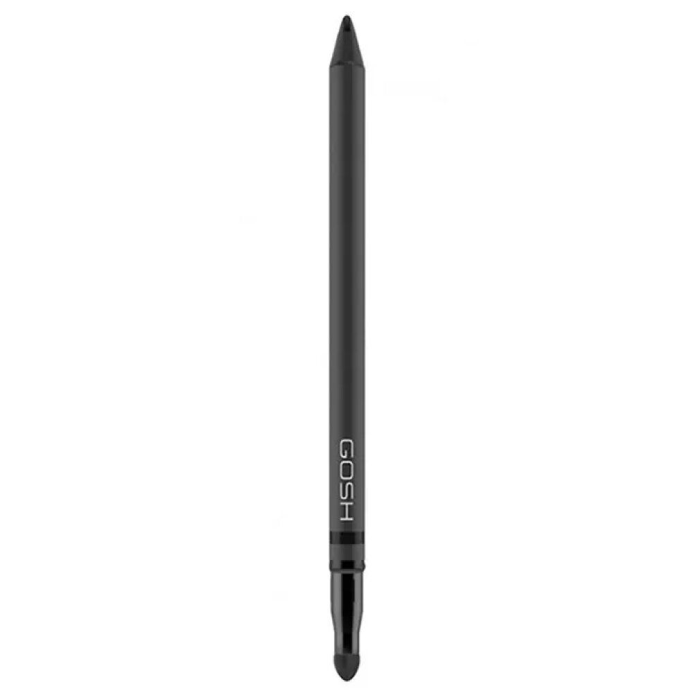 Zwarte Gosh Infinity eyeliner. Cilindrische vorm met punt en applicator. Merk GOSH zichtbaar.