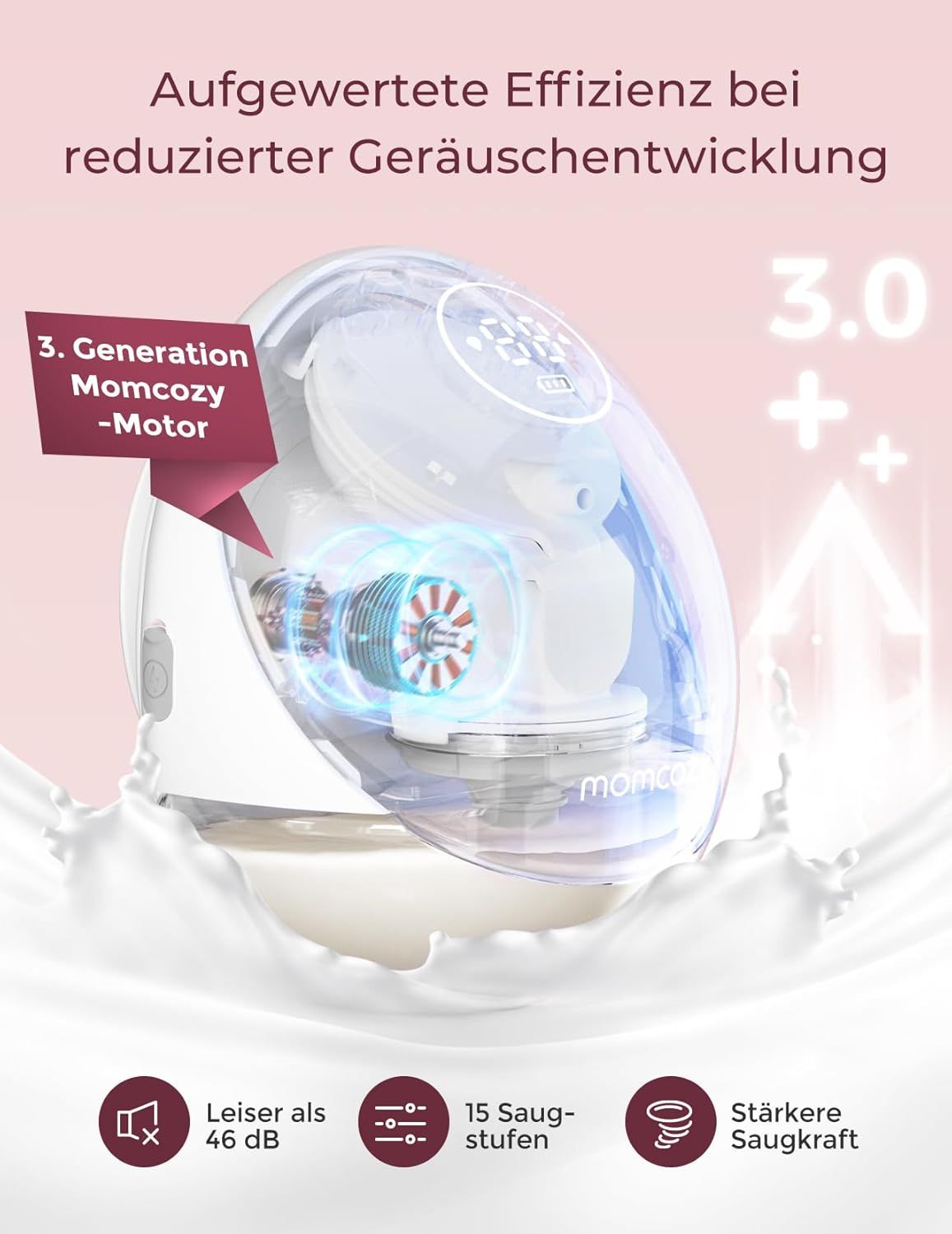Moteur Momcozy 3e génération : efficace et silencieux (<46 dB).