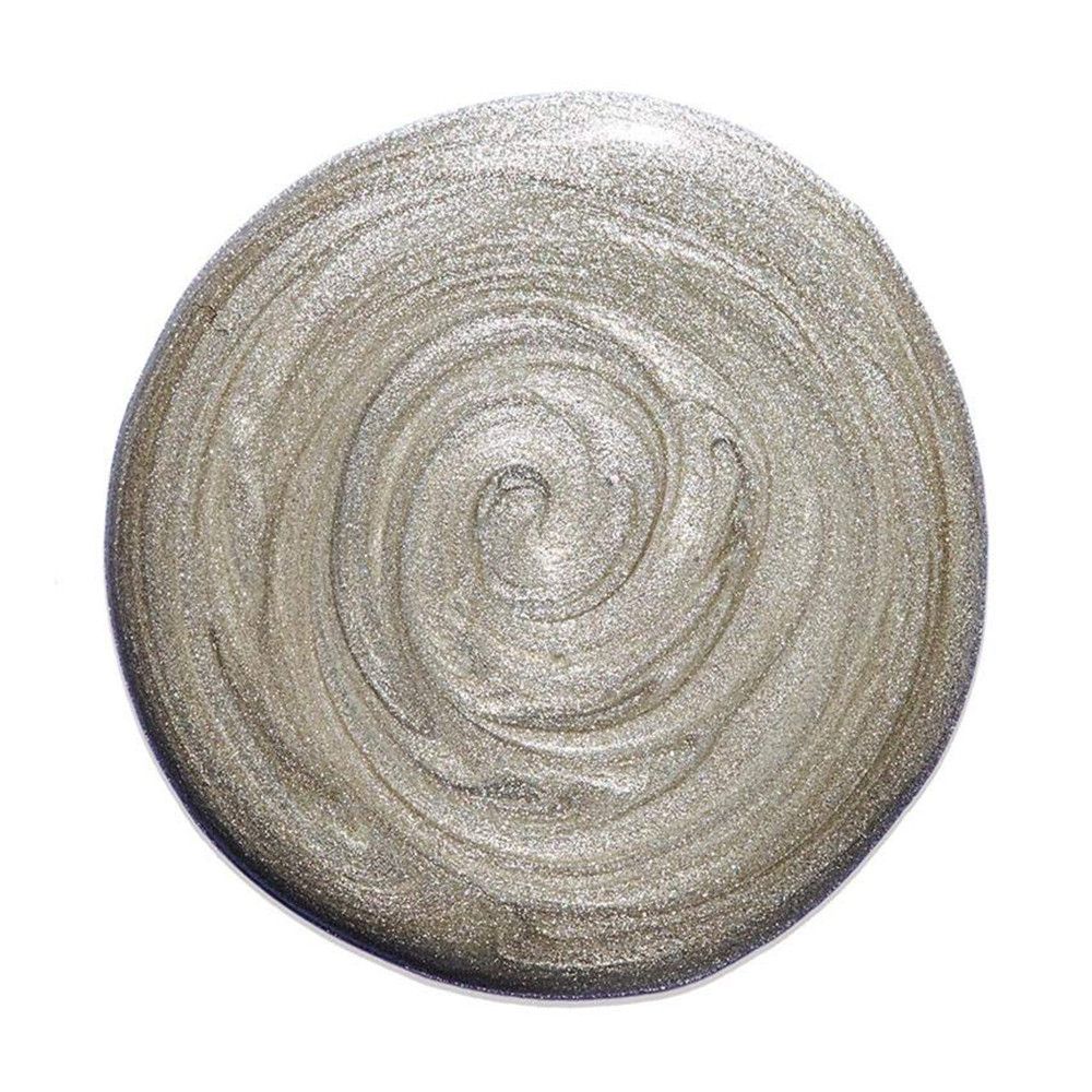 Cirkelvormige highlighter-swirl. Zilverkleurig met glanzende textuur. Op witte achtergrond.