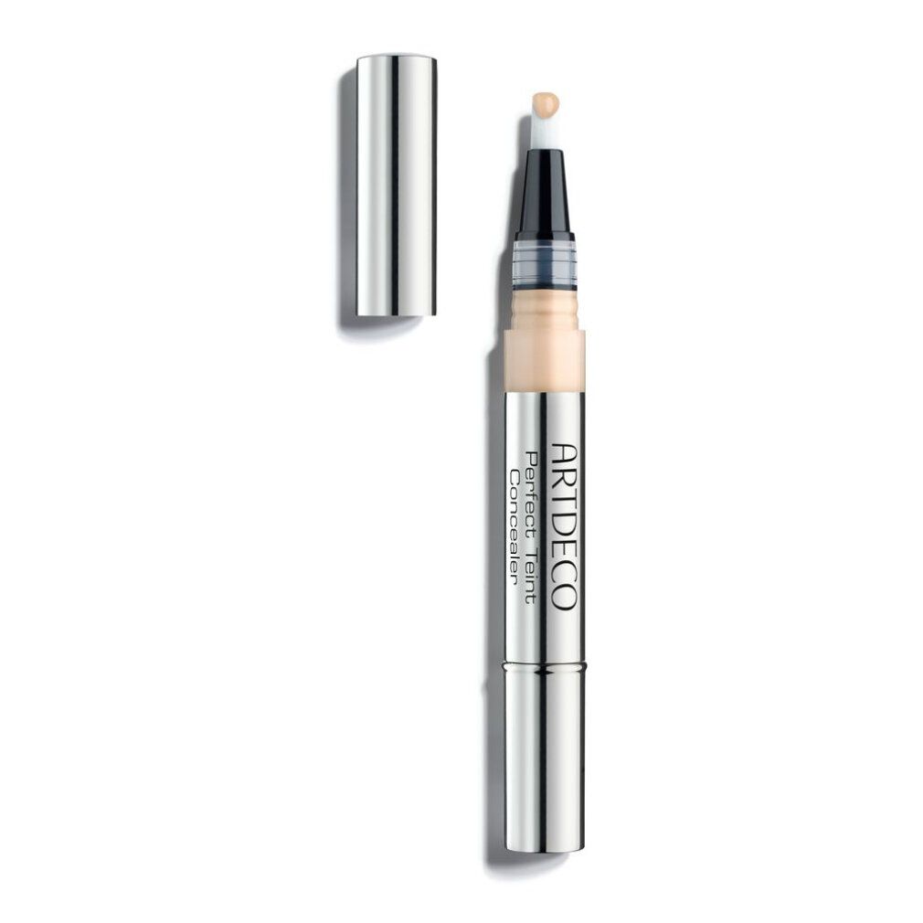 Artdeco Perfect Teint Concealer 12 Neutral Light. Zilverkleurige pen met open dop. Punt met concealer.