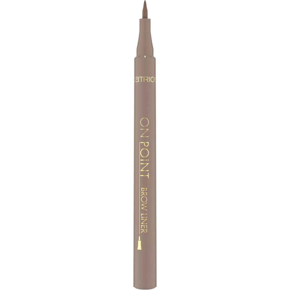 Crayon à sourcils à pointe feutre, brun moyen. Forme cylindrique, inscription dorée "ON POINT BROW LINER".