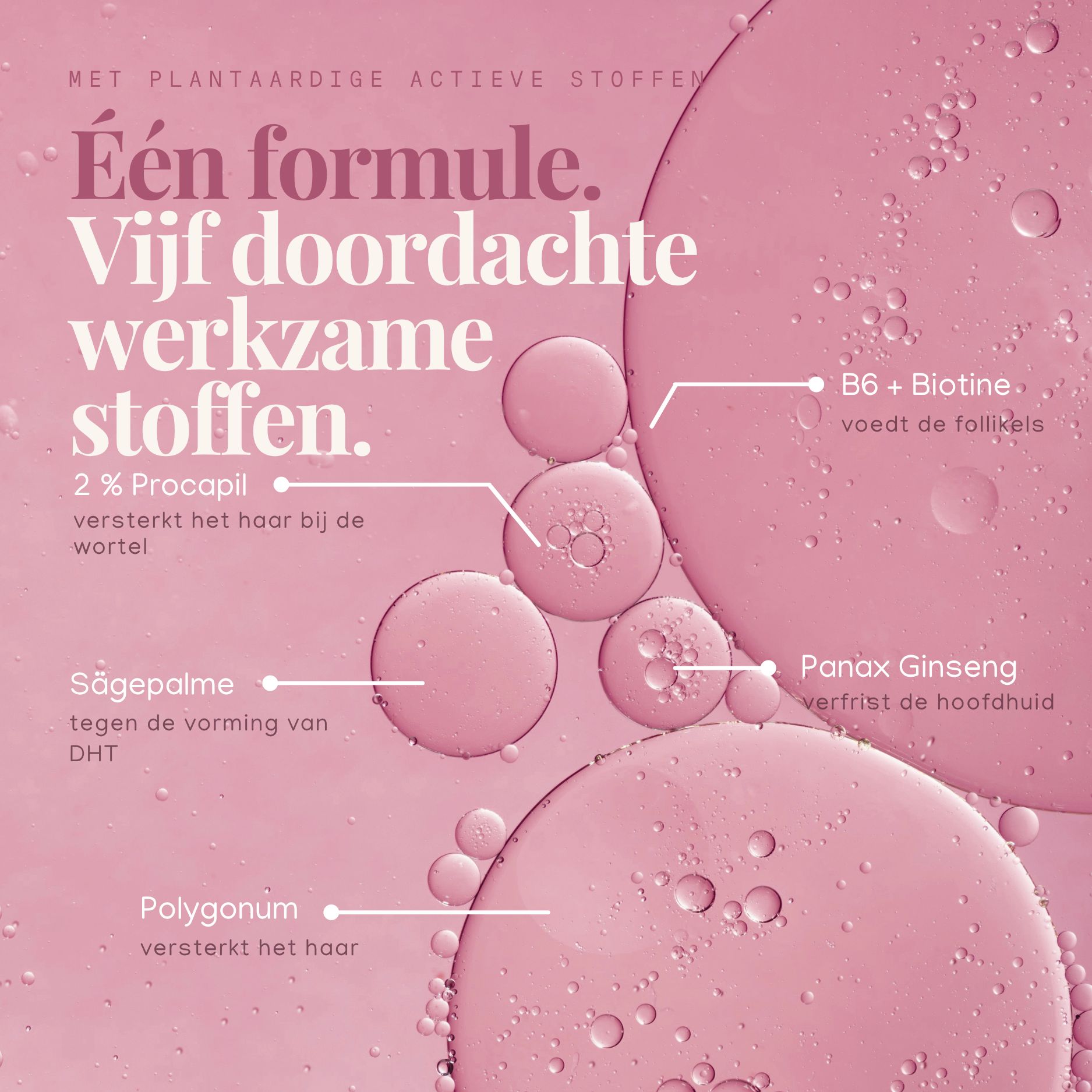 Abstracte weergave van actieve ingrediënten met Hairforte Spray.