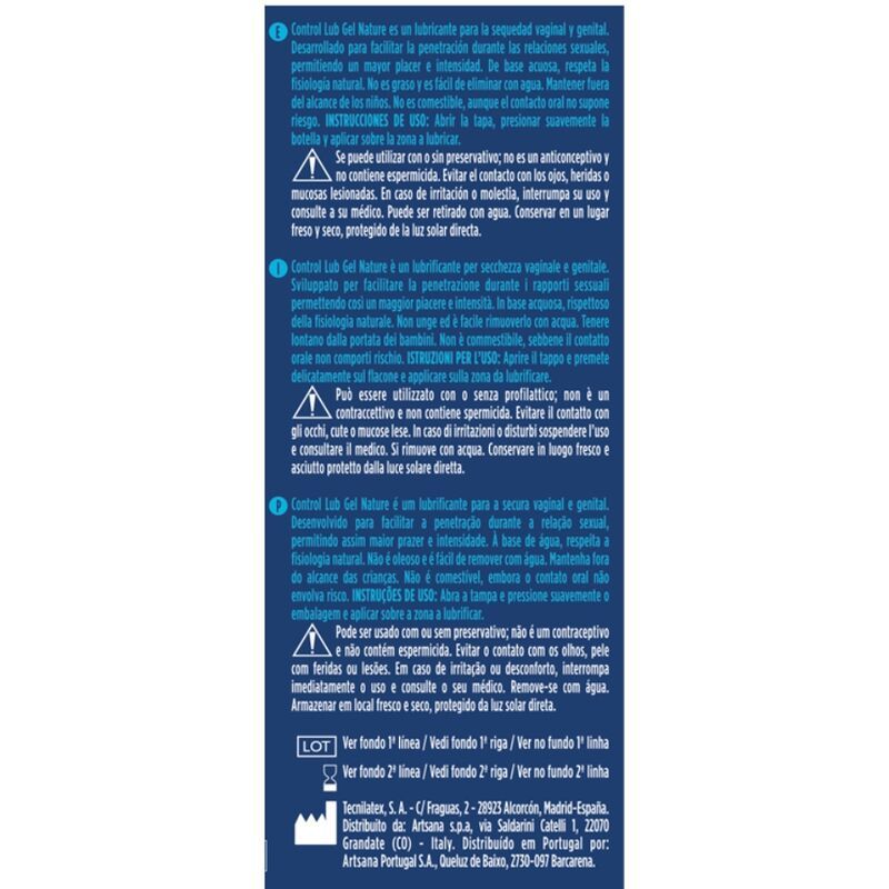Emballage du produit avec texte. Contient des informations sur les ingrédients, l'utilisation et les avertissements en plusieurs langues.