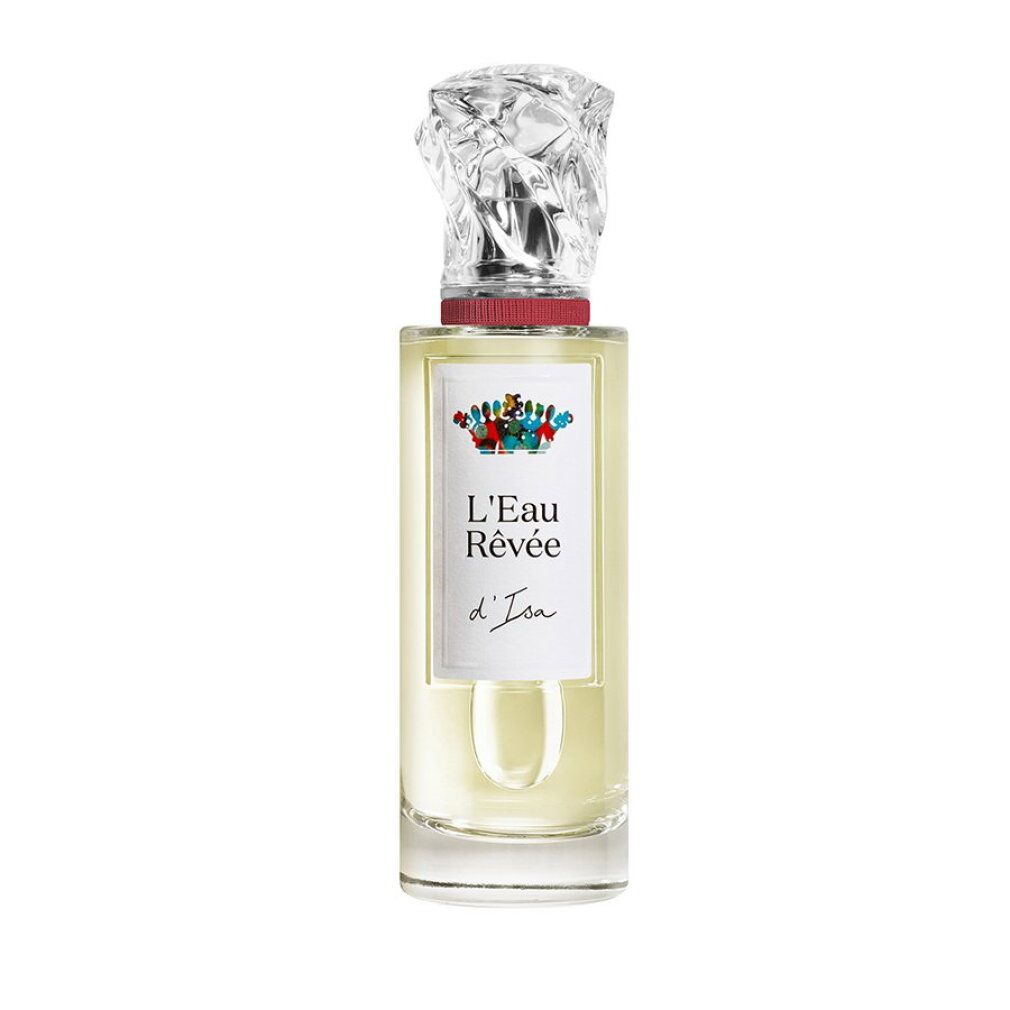 Sisley L'Eau Rêvée d'Isa Eau de Toilette fles met transparante, getextureerde dop en rode ring.