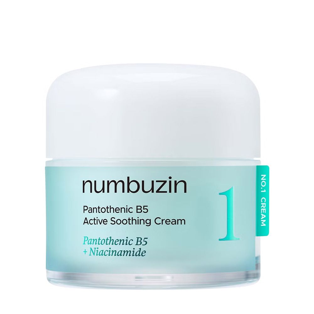 Numbuzin No. 1 Pantothenic B5 Active Soothing Cream dans un pot en verre.