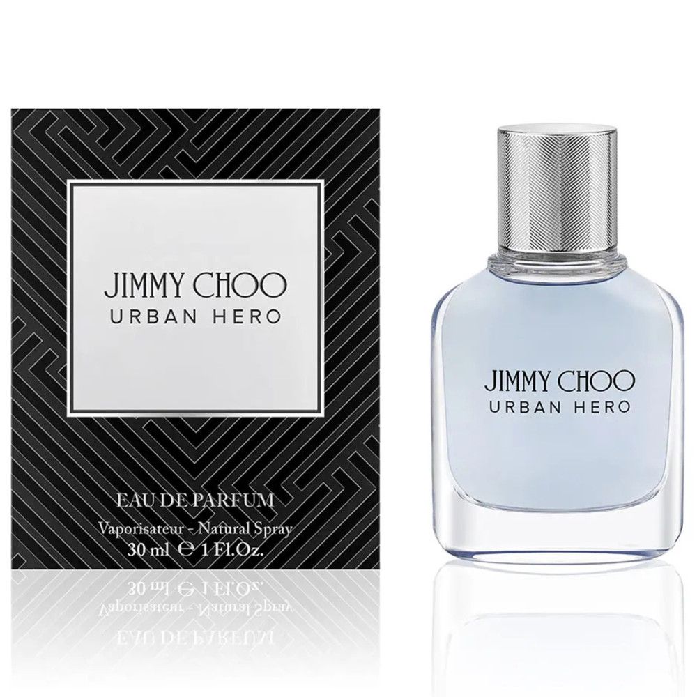 Flacon et emballage de Jimmy Choo Urban Hero Eau de Parfum.