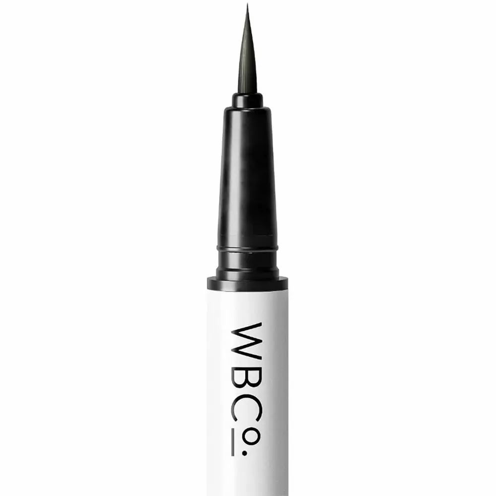 Zwarte wenkbrauwpen met fijne punt. WBCo. opschrift op de pen. Precisie-applicator.
